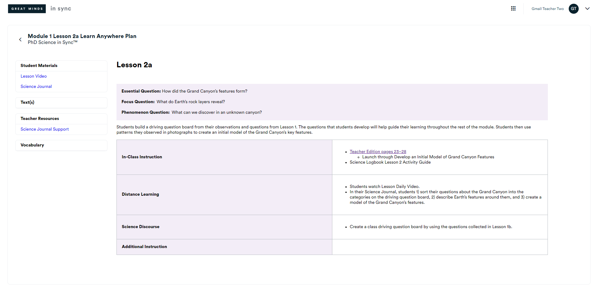 PhD Science in Sync Lesson